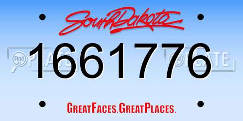 1661776 South Dakota License Plate