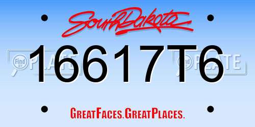 16617T6 South Dakota License Plate