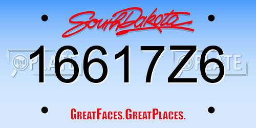 16617Z6 South Dakota License Plate