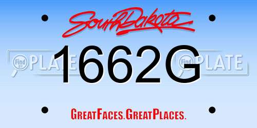 1662G South Dakota License Plate