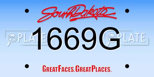 1669G South Dakota License Plate
