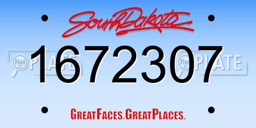 1672307 South Dakota License Plate