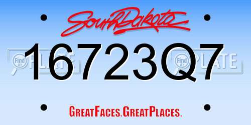16723Q7 South Dakota License Plate