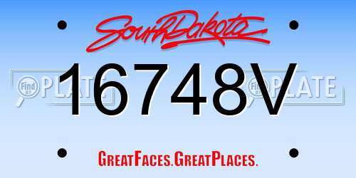 16748V South Dakota License Plate