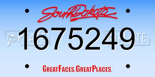 1675249 South Dakota License Plate