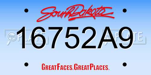 16752A9 South Dakota License Plate