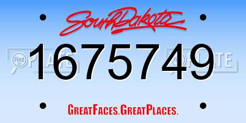 1675749 South Dakota License Plate