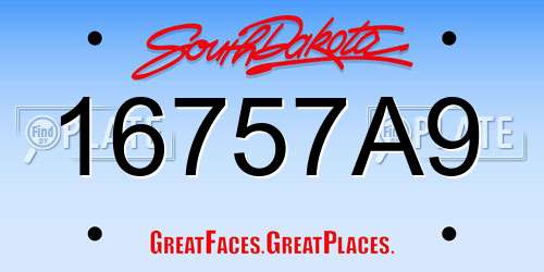16757A9 South Dakota License Plate