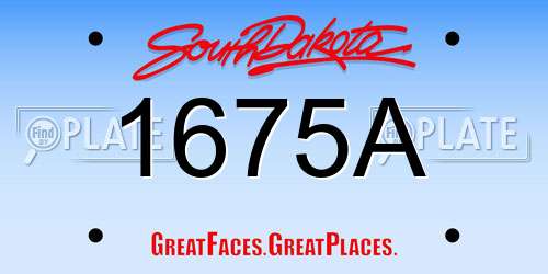 1675A South Dakota License Plate
