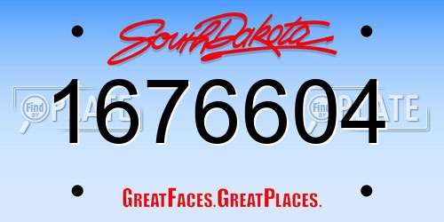 1676604 South Dakota License Plate