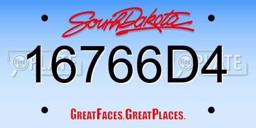 16766D4 South Dakota License Plate