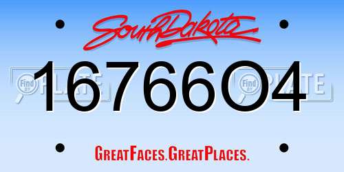 16766O4 South Dakota License Plate