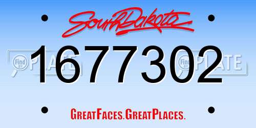 1677302 South Dakota License Plate