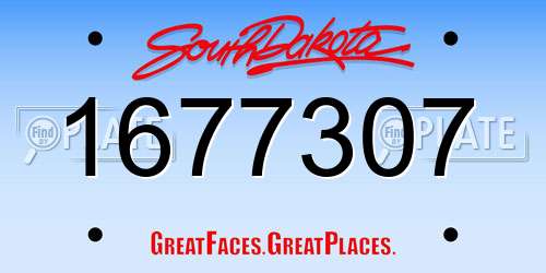 1677307 South Dakota License Plate
