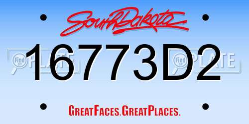 16773D2 South Dakota License Plate