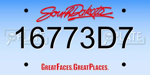 16773D7 South Dakota License Plate