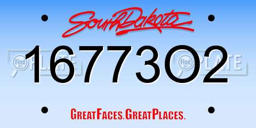 16773O2 South Dakota License Plate