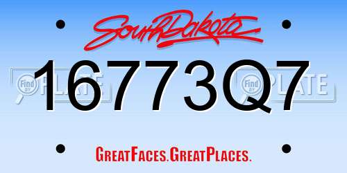 16773Q7 South Dakota License Plate