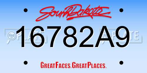 16782A9 South Dakota License Plate
