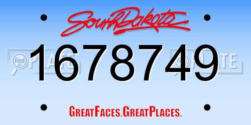 1678749 South Dakota License Plate
