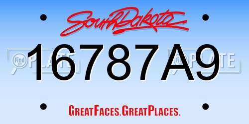 16787A9 South Dakota License Plate
