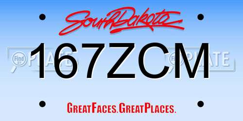 167ZCM South Dakota License Plate