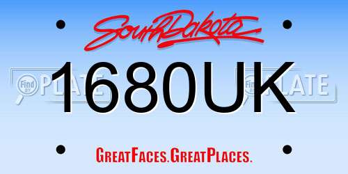 1680UK South Dakota License Plate