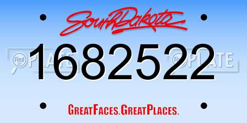1682522 South Dakota License Plate