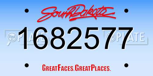 1682577 South Dakota License Plate