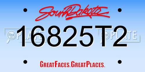 16825T2 South Dakota License Plate