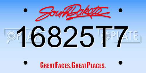 16825T7 South Dakota License Plate