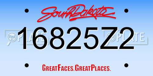 16825Z2 South Dakota License Plate