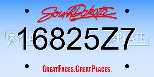 16825Z7 South Dakota License Plate