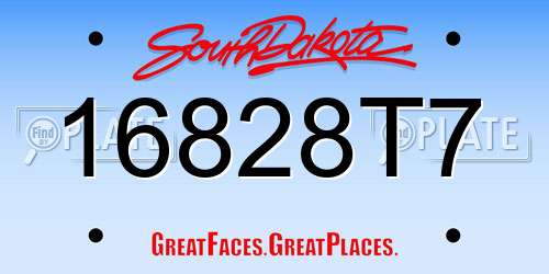 16828T7 South Dakota License Plate