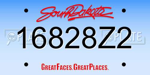 16828Z2 South Dakota License Plate