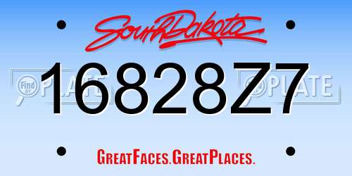 16828Z7 South Dakota License Plate