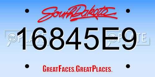 16845E9 South Dakota License Plate