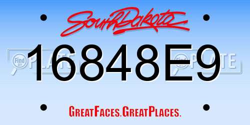 16848E9 South Dakota License Plate