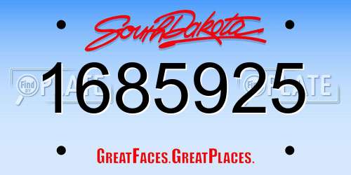 1685925 South Dakota License Plate