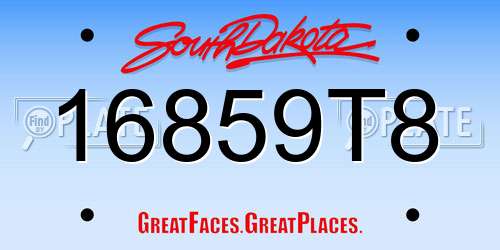 16859T8 South Dakota License Plate
