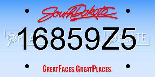 16859Z5 South Dakota License Plate