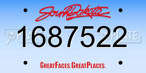 1687522 South Dakota License Plate
