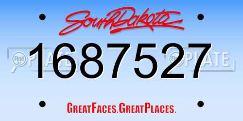 1687527 South Dakota License Plate