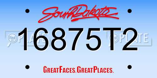 16875T2 South Dakota License Plate