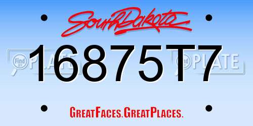 16875T7 South Dakota License Plate