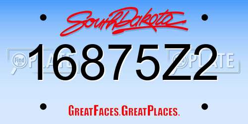 16875Z2 South Dakota License Plate