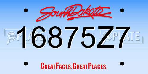 16875Z7 South Dakota License Plate