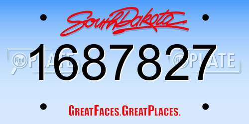 1687827 South Dakota License Plate