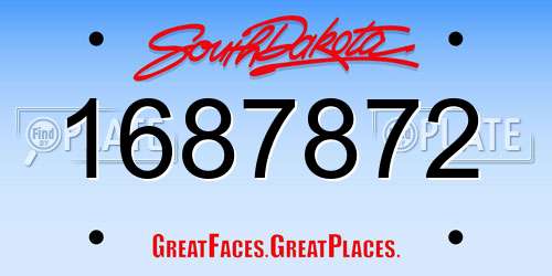 1687872 South Dakota License Plate