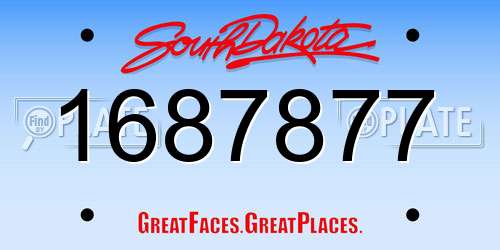 1687877 South Dakota License Plate